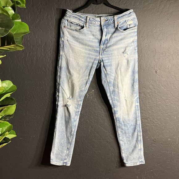 American Eagle Mens Jeans 30x30 Airflex Athletic‎ Skinny Distressed Light Wash - Picture 1 of 14